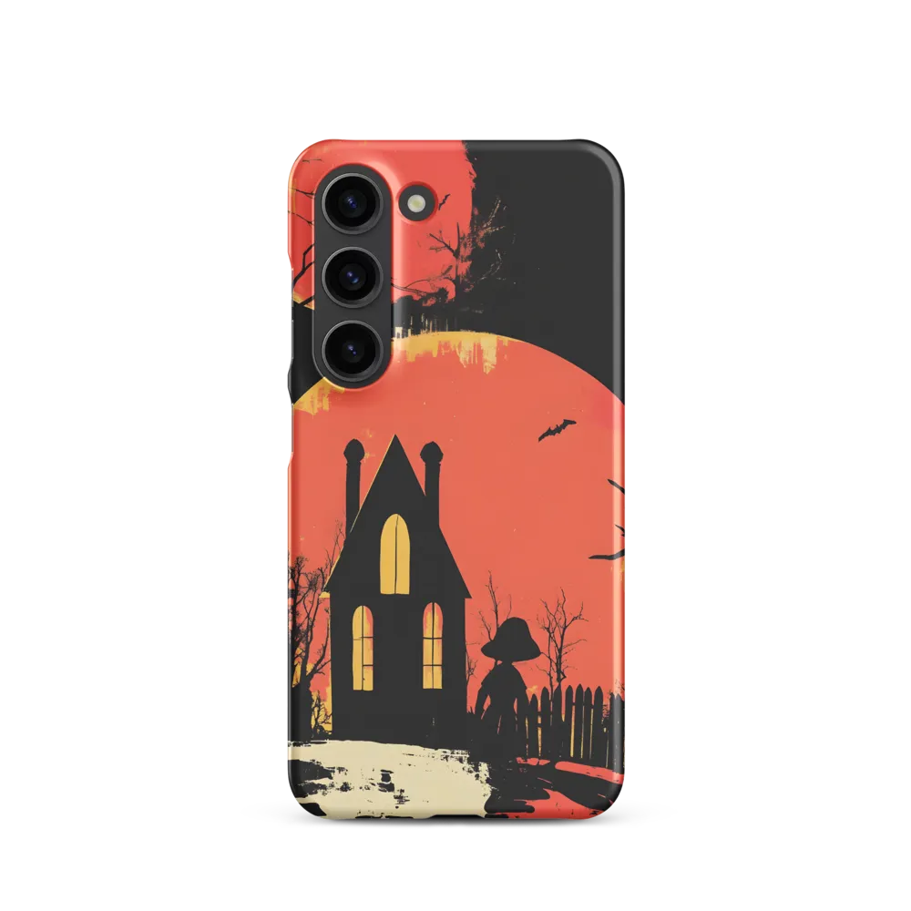 Spooky House Silhouette with Full Moon | Phone Case