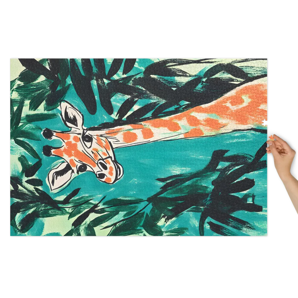 Pintura Girafa Tropical 
 Puzzle em caixa de metal