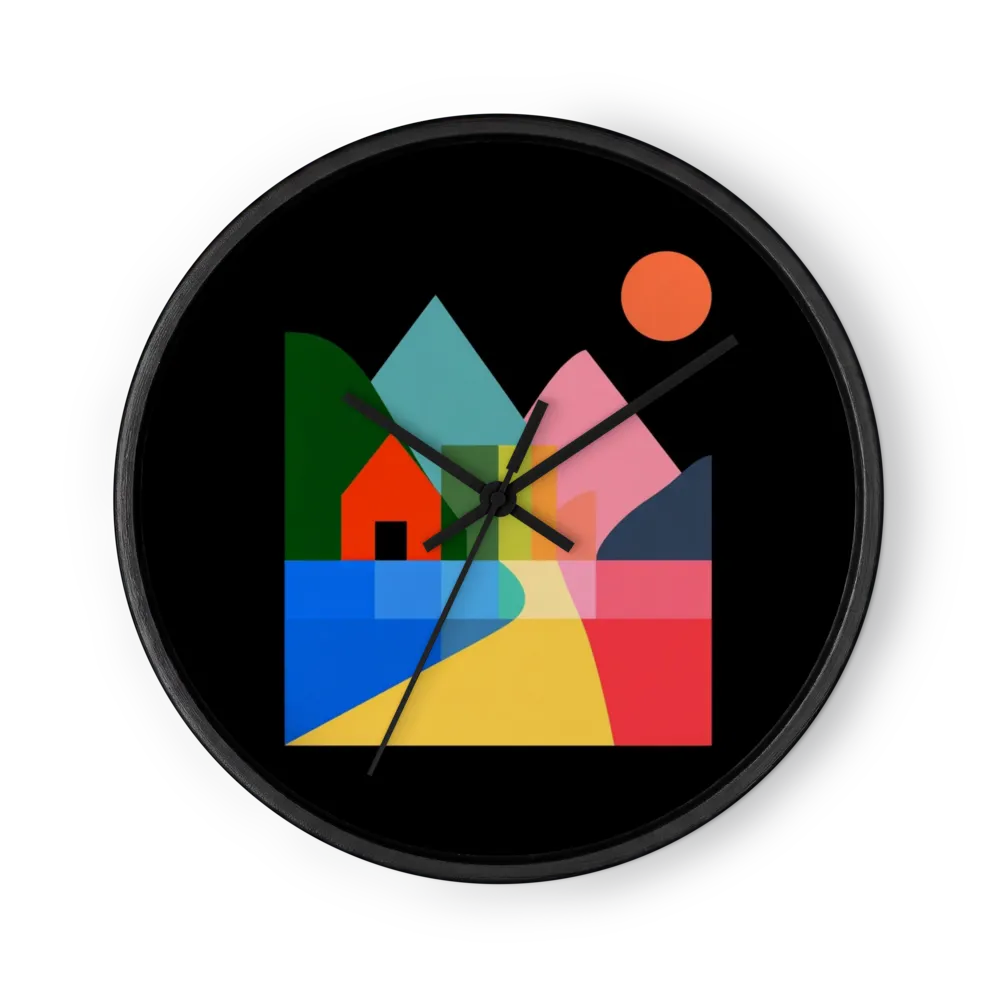 Geometric Mountain Village | Wall Clock