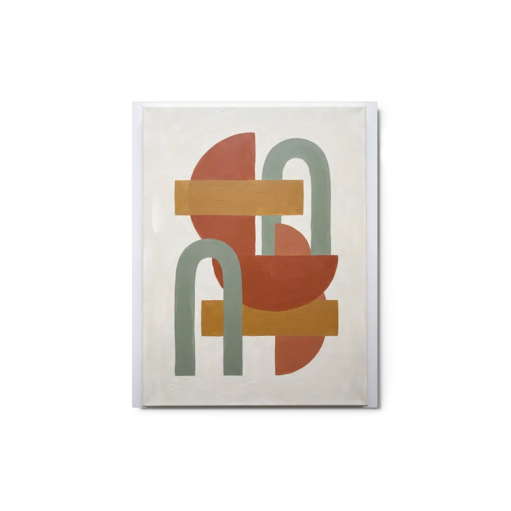 Earth Tones Abstract Geometry 
 Canvas with White Frame