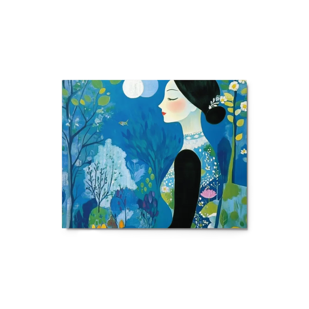Serene Woman in Blue Forest