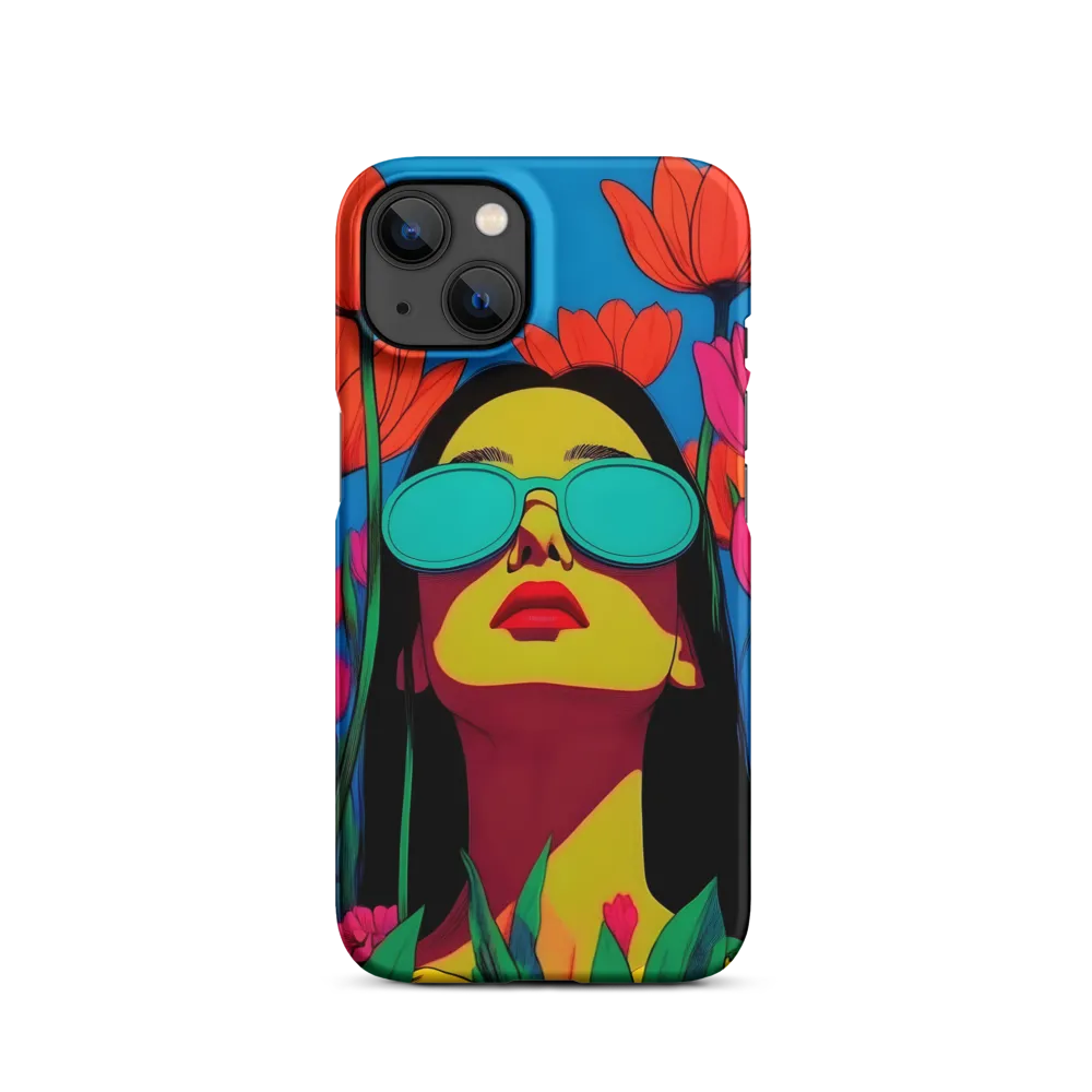 Colorful Woman in Sunglasses Among Flowers | Phone Case