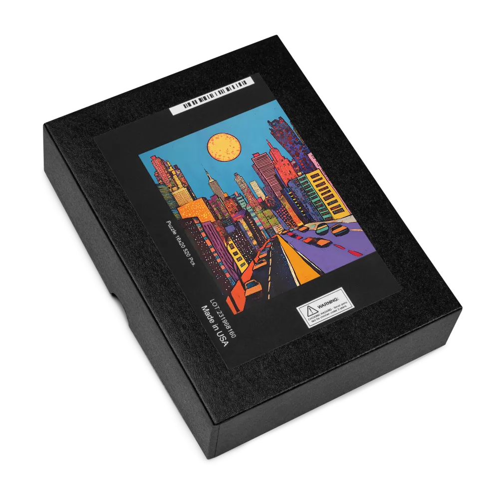 City Drive Under Neon Moon 
 Jigsaw Puzzle