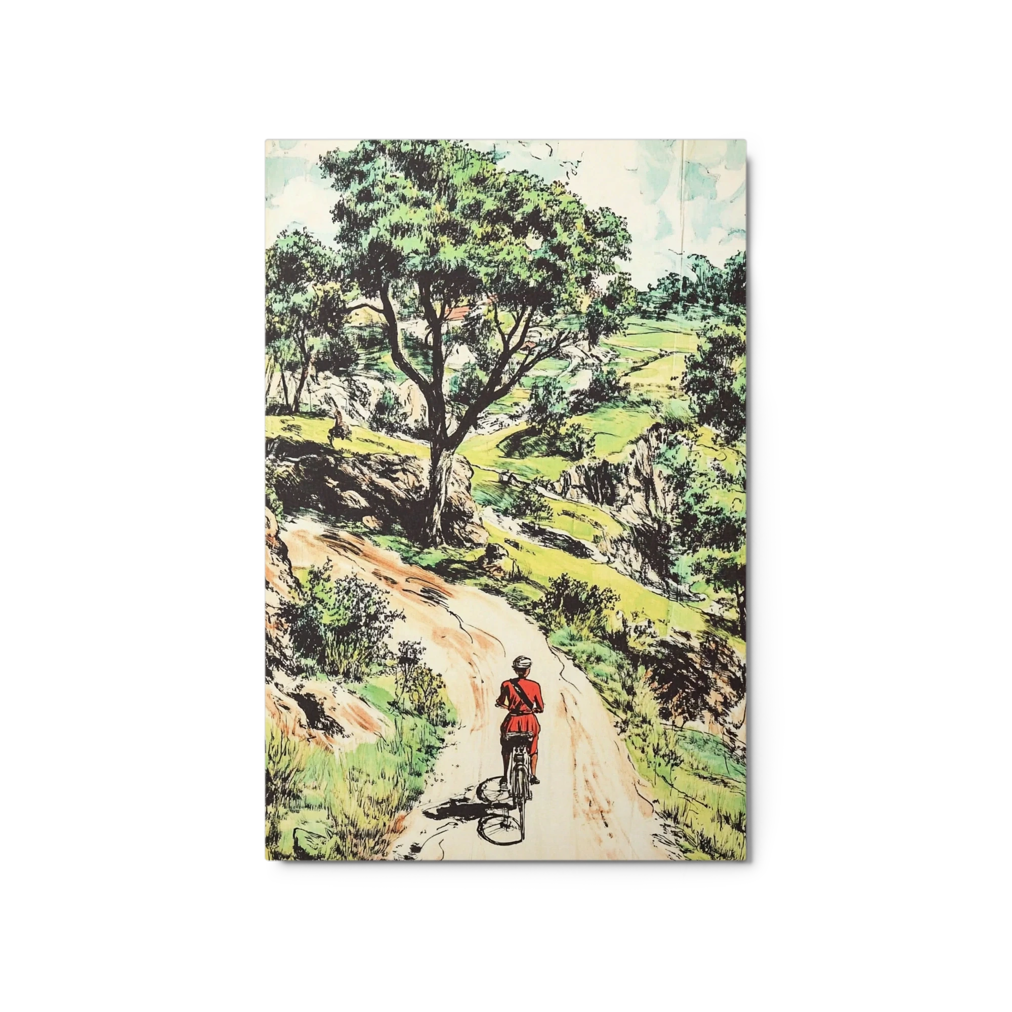 Bicyclist in Scenic Landscape