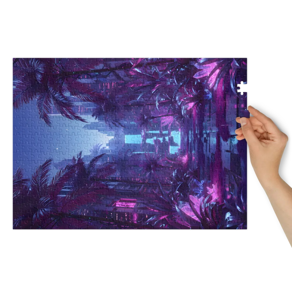 Neon Oasis Cascade | Jigsaw Puzzles