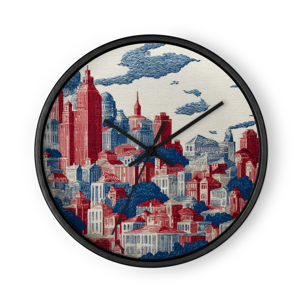 Red and Blue Metropolis | Wall Clock