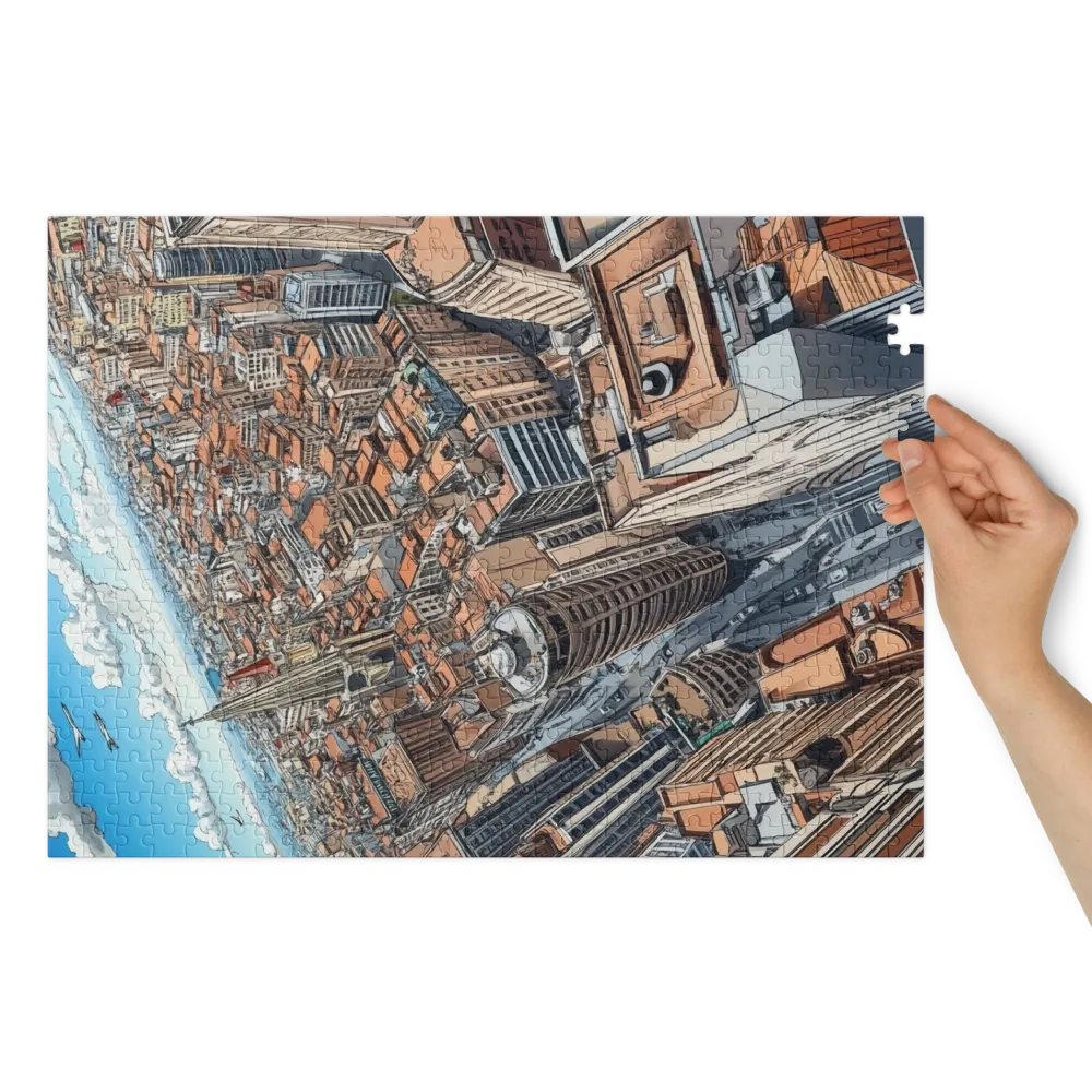 Aerial Urban Sprawl 
 Jigsaw Puzzle in Tin Box