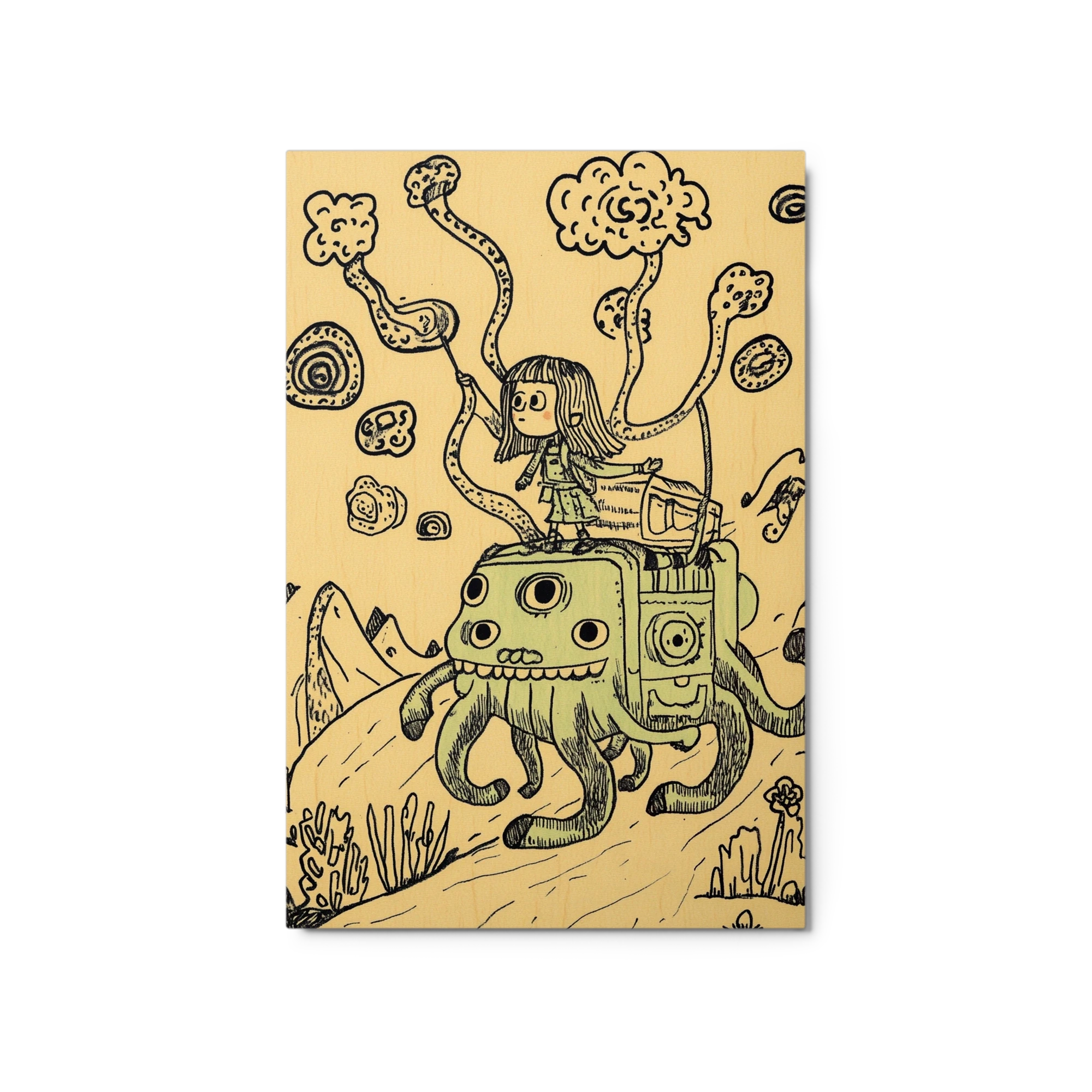 Whimsical Girl Riding Creature