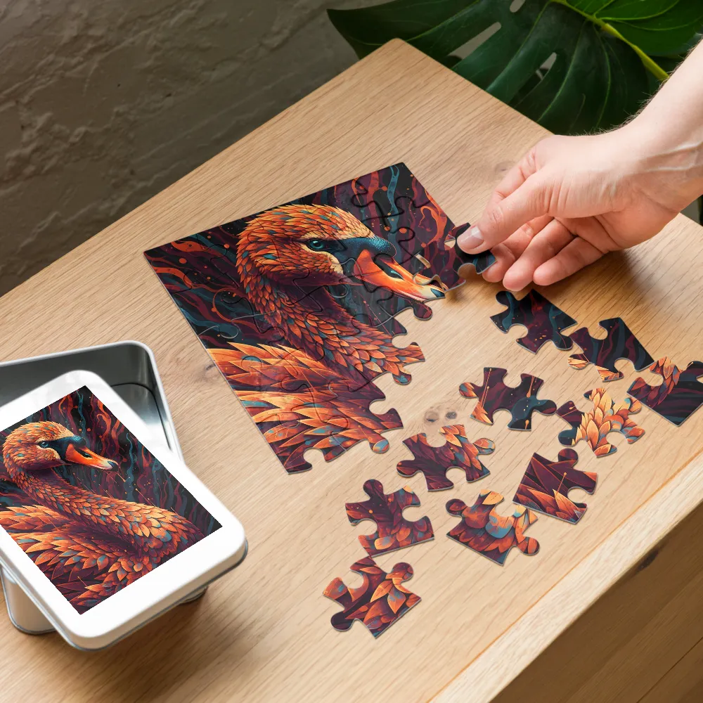 The Firebird Swan 
 Jigsaw Puzzle in Tin Box