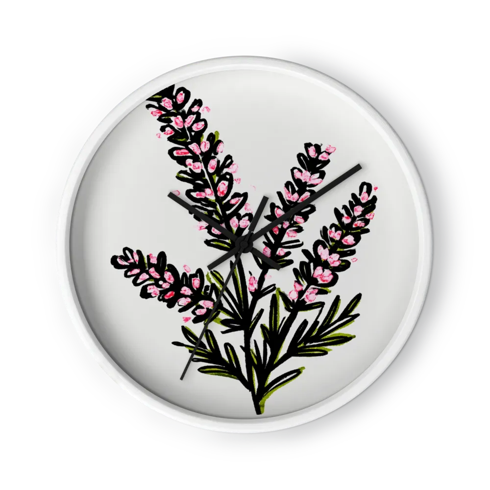 Pink Heather Botanical | Wall Clock