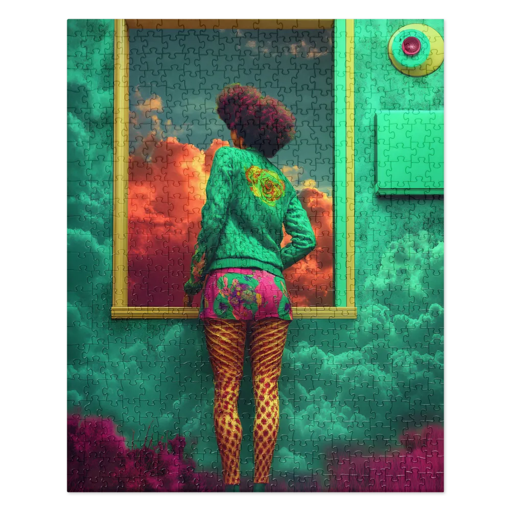 A Glimpse Beyond the Teal Walls 
 Jigsaw Puzzle in Tin Box