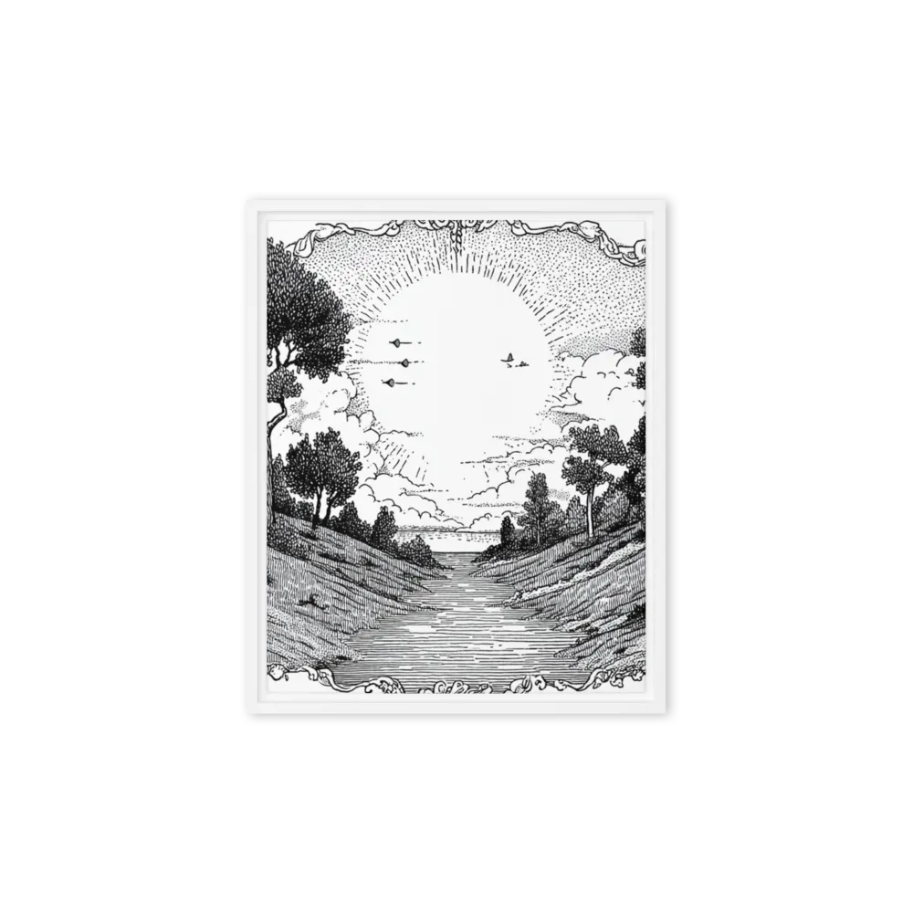 Serene River Valley 
 Poster with Black Frame | 18″x 18″