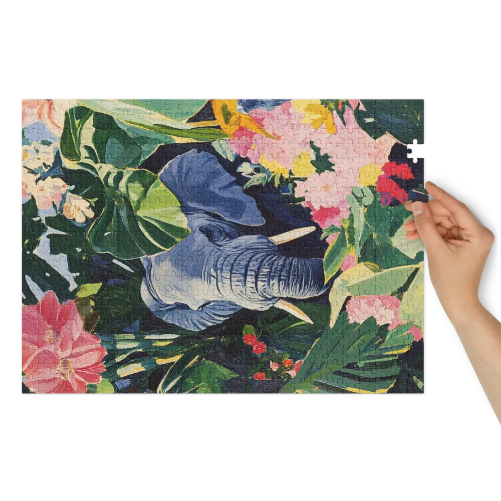 Elephant in Bloom 
 Jigsaw Puzzle in Tin Box