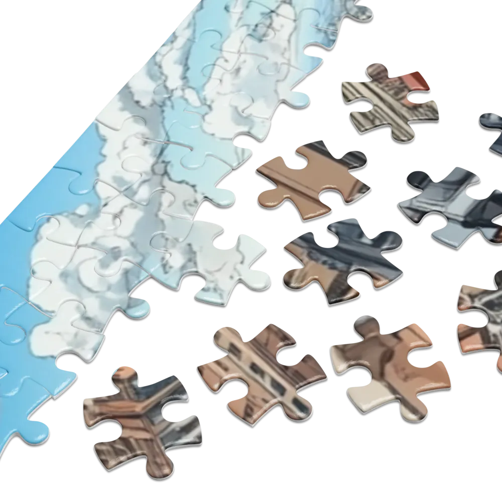 Aerial Urban Sprawl 
 Jigsaw Puzzle in Tin Box