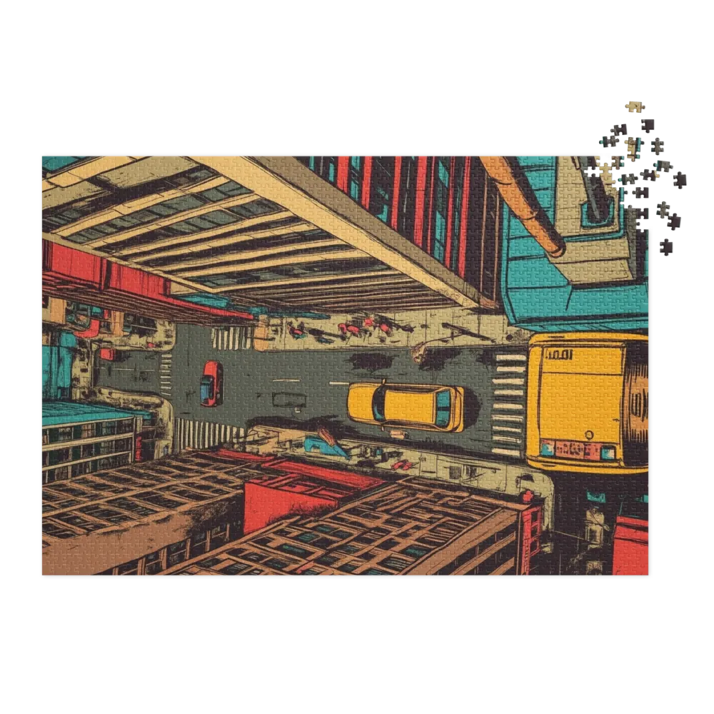 Aerial Cityscape with Yellow Taxis | Jigsaw Puzzle (252/520 pieces)