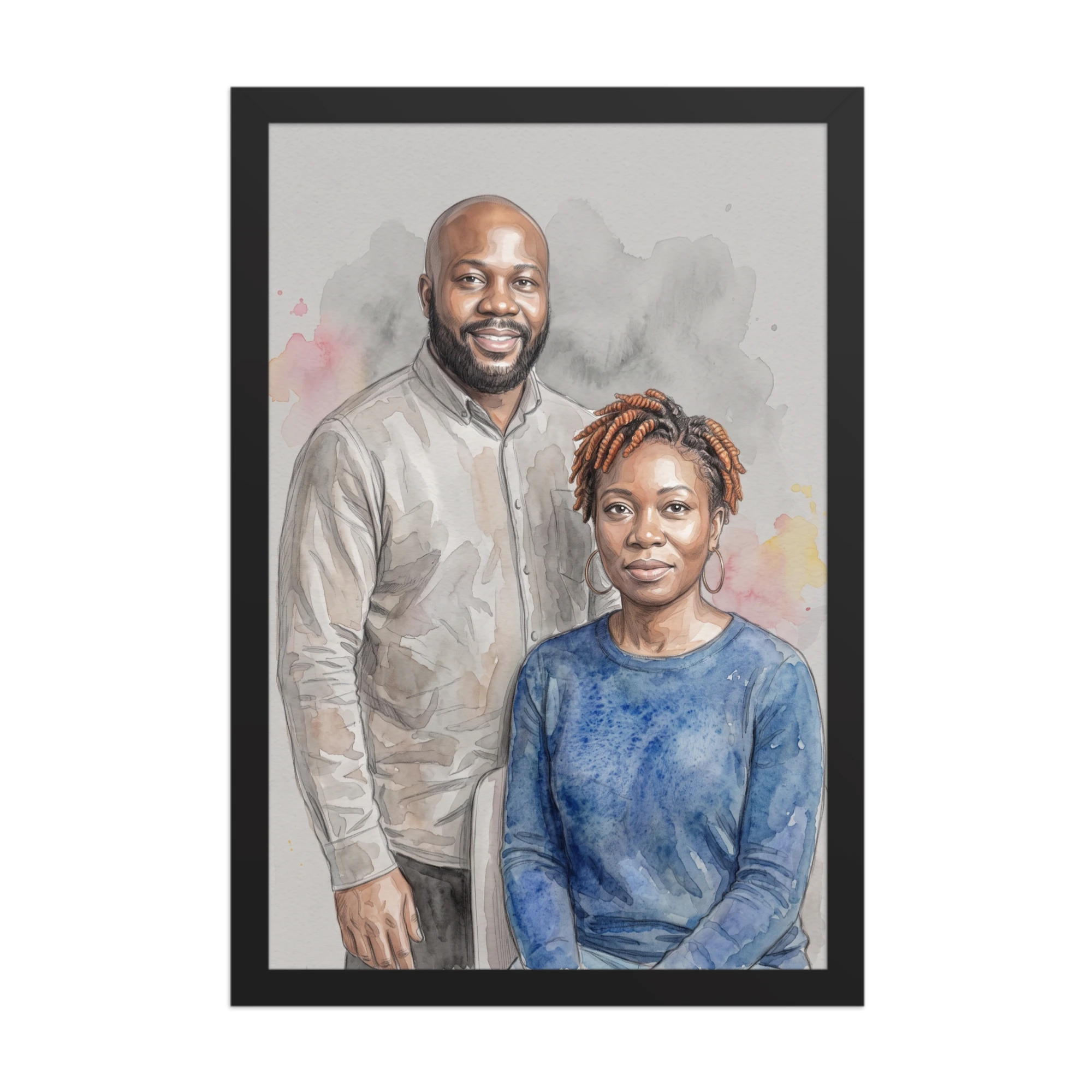 Watercolor Sketch Couple Portrait — example