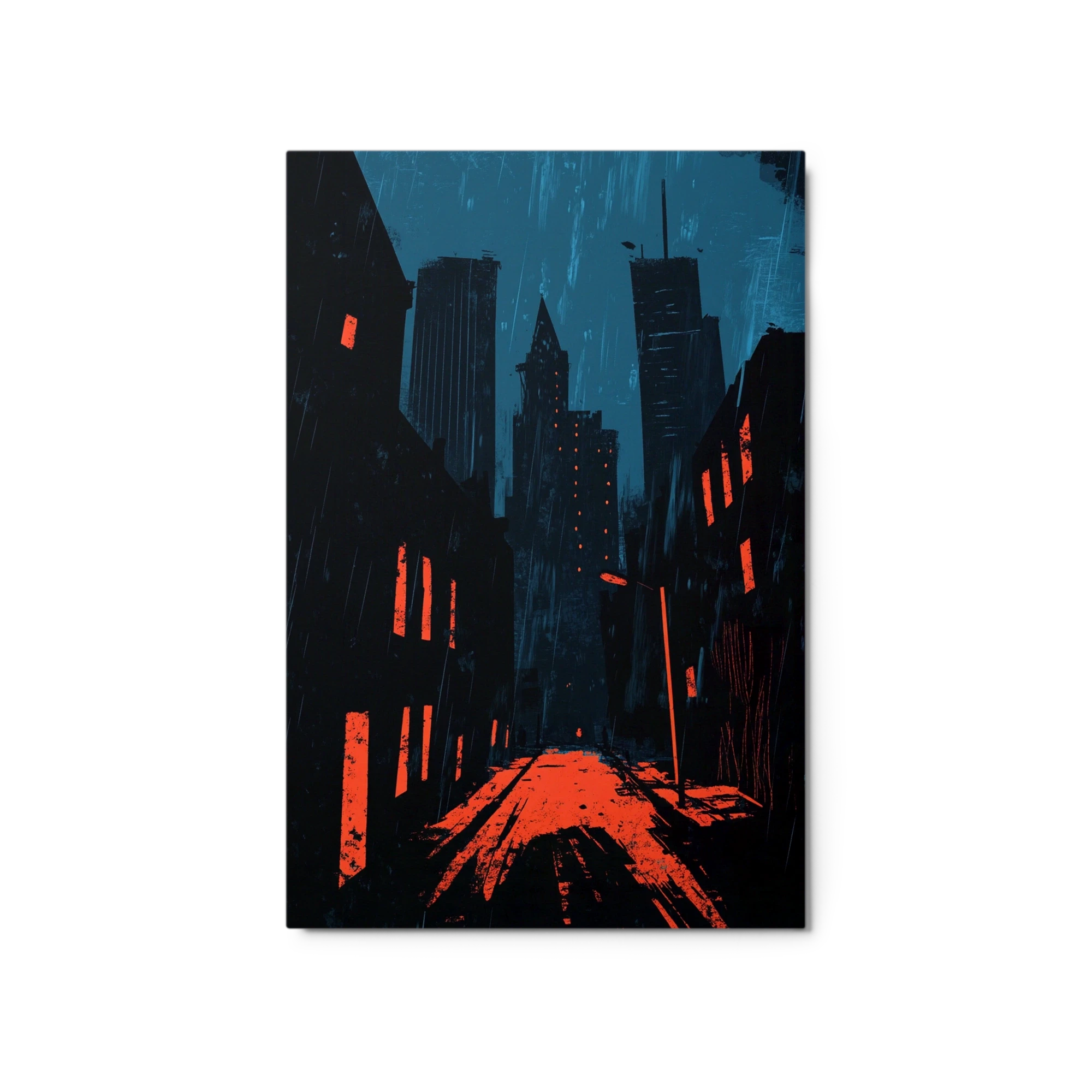 Dramatic Cityscape in Red and Blue
