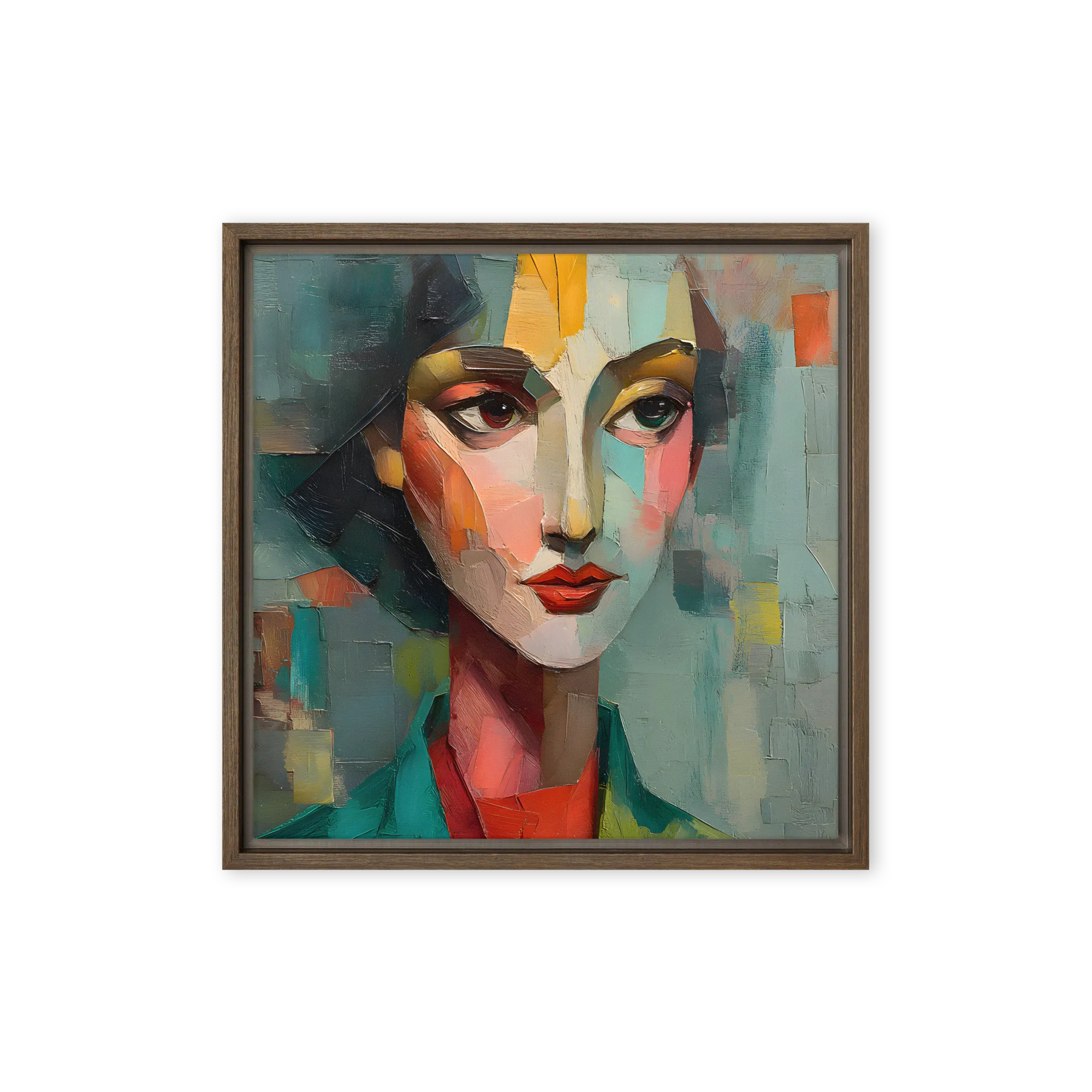 Ritratto cubista turchese
