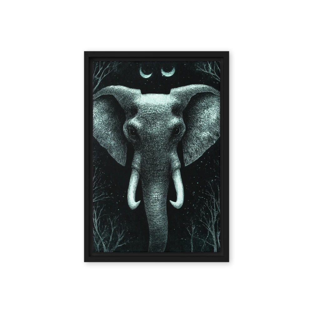 Elephant Under Twin Moons | Art Print