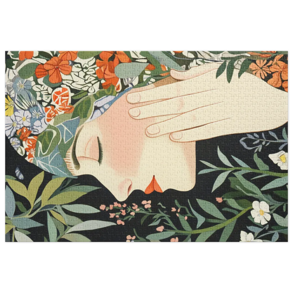 Serene Floral Portrait 
 Jigsaw Puzzle in Tin Box