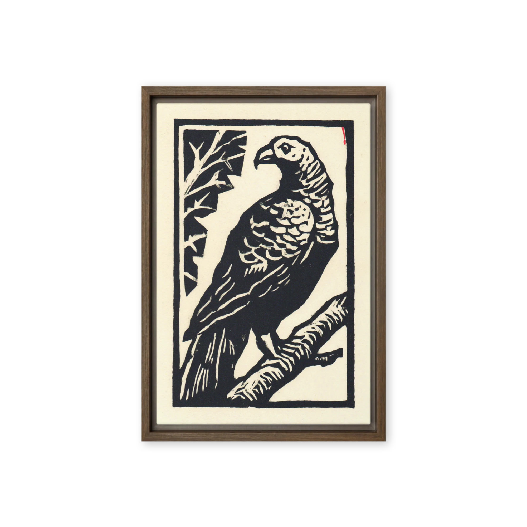 Perched Bird Linocut