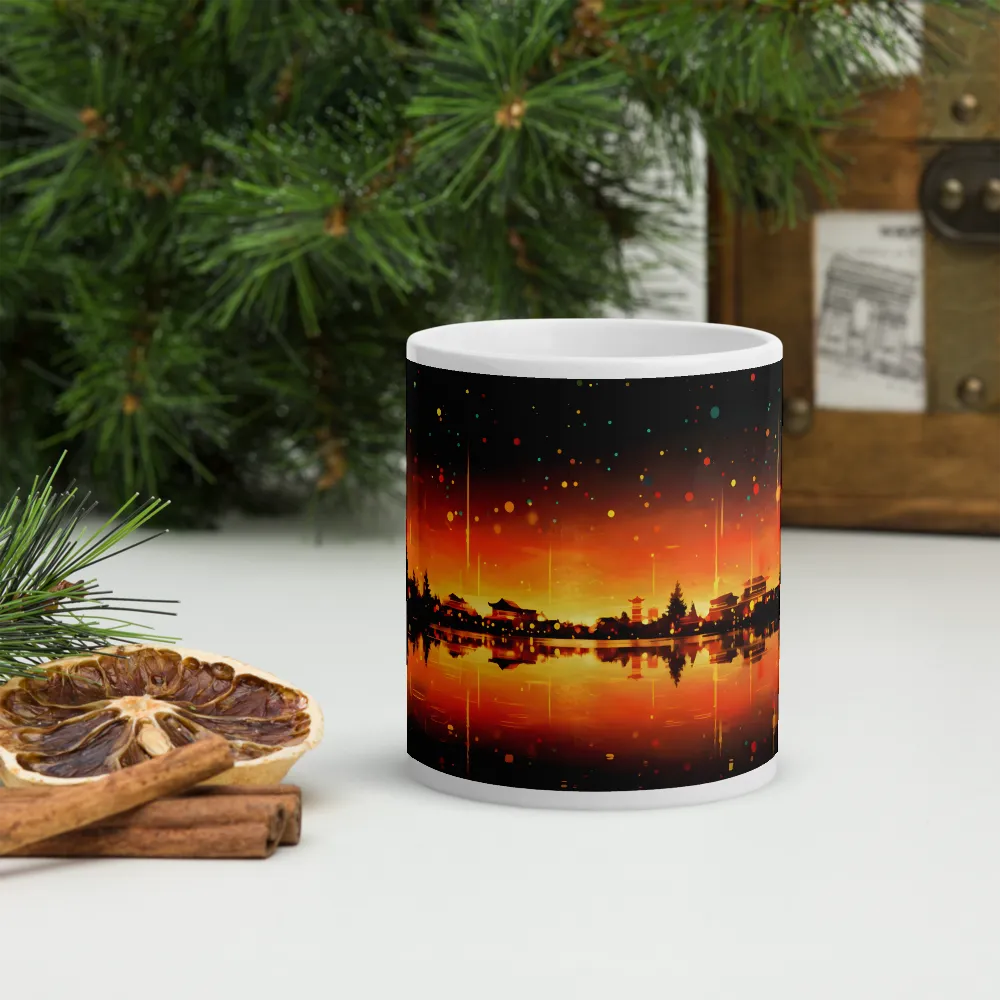 Pagoda Reflections at Dusk 
 Mug with Red inside | 15 oz