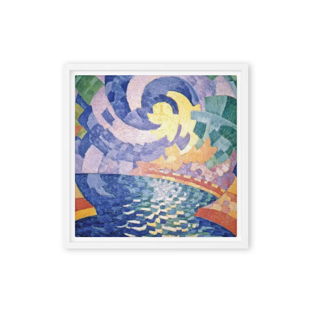 Futurist Swirling Harbor 
 Poster with Red oak Frame | 16″x 16″