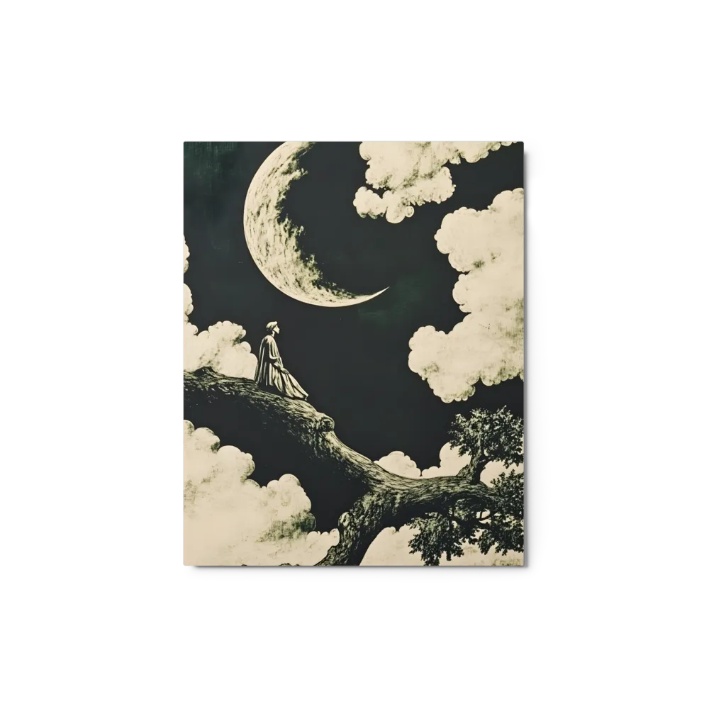 Surreal Woman Sitting Under Crescent Moon