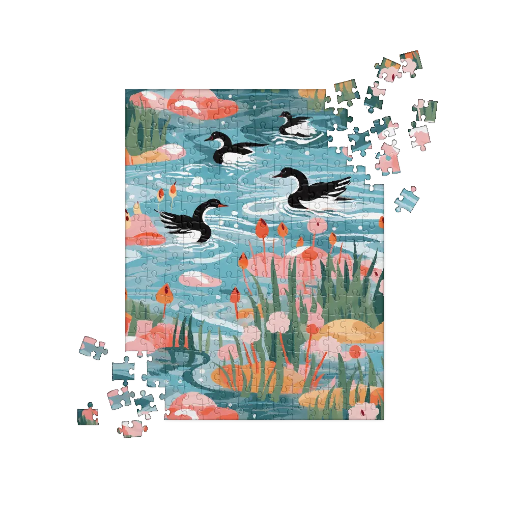 Playful Duck Pond 
 Jigsaw Puzzle
