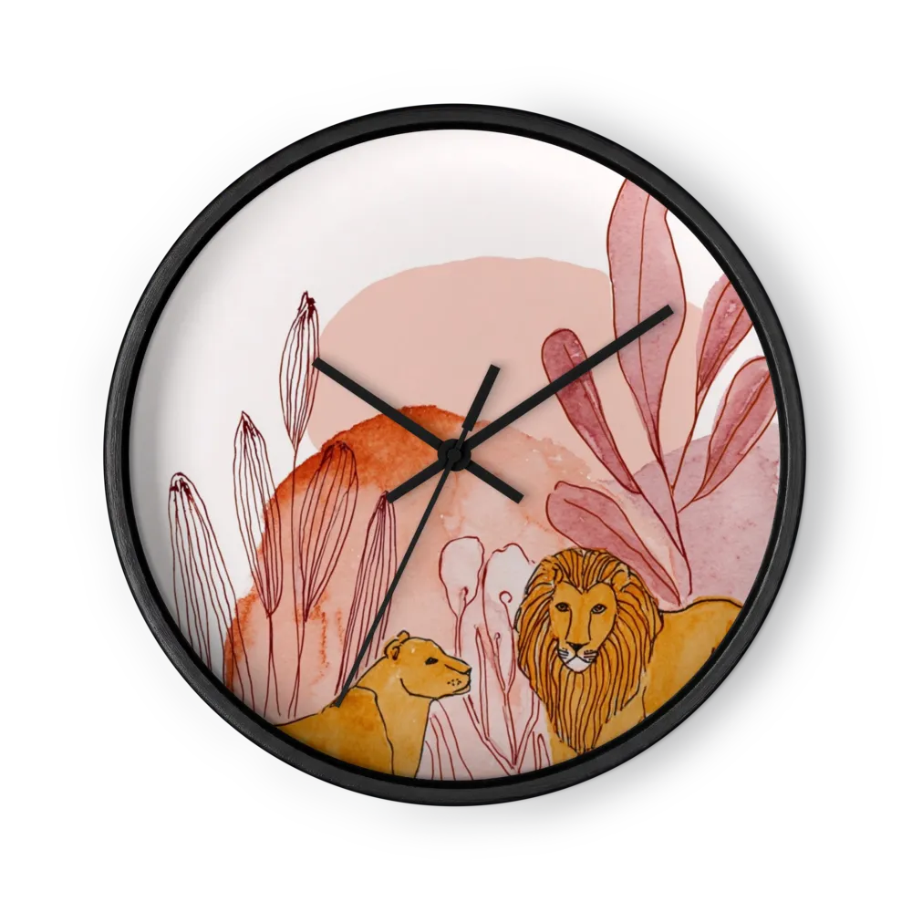 Lions in Terracotta Haven | Wall Clock