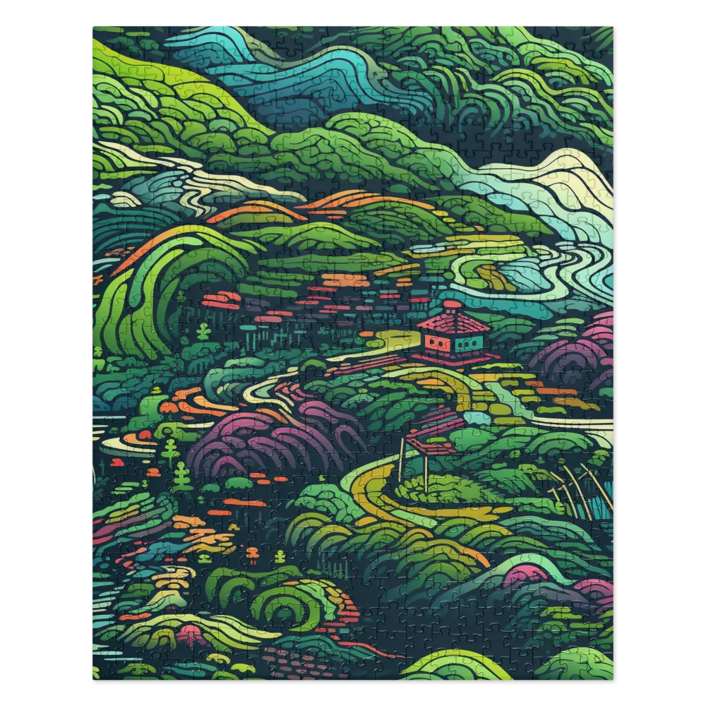 Serene Terraced Landscape 
 Jigsaw Puzzle