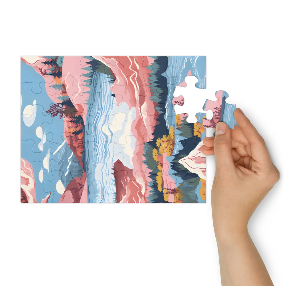 Fantastical Mountain Lake 
 Jigsaw Puzzle in Tin Box