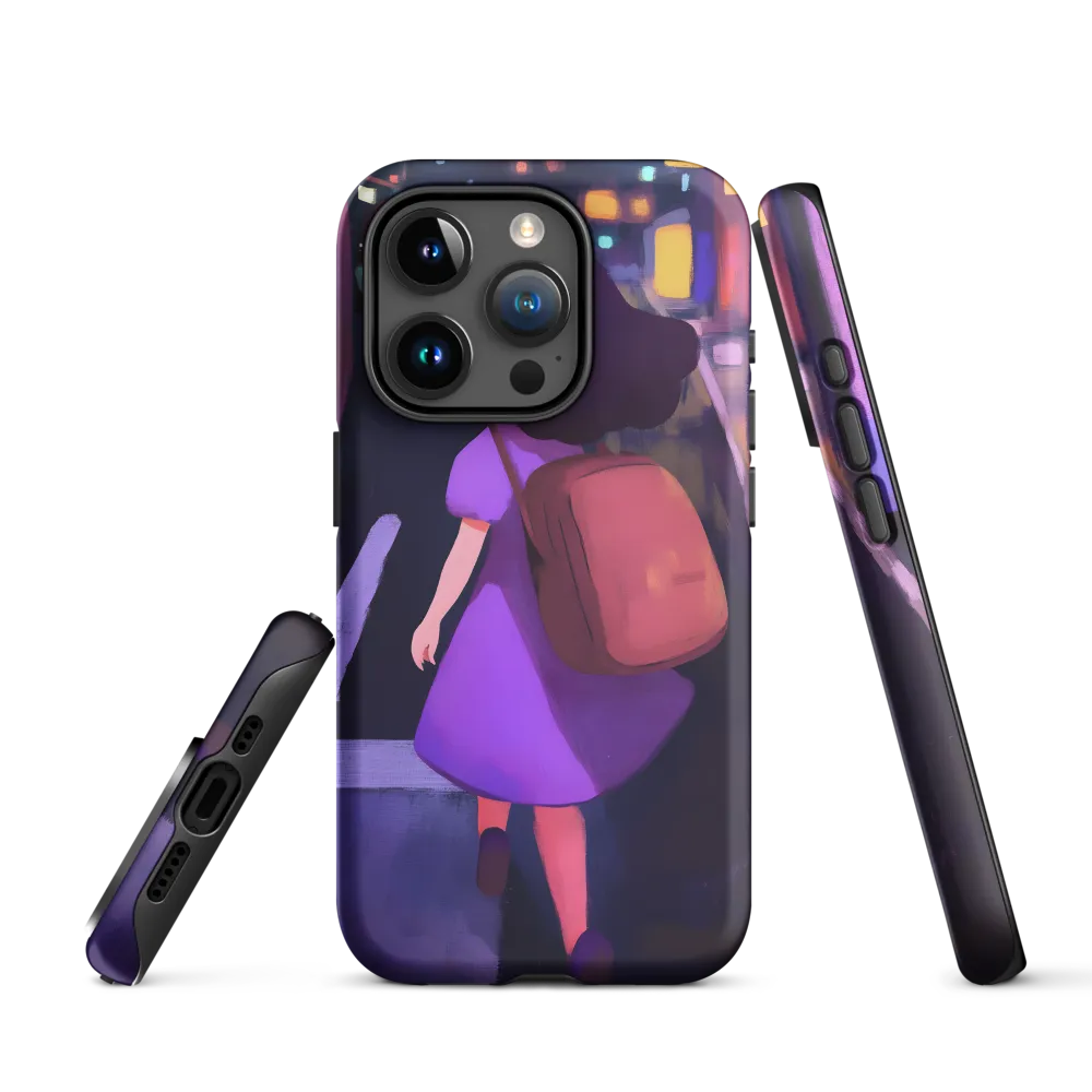 Girl Walking in City at Night | Phone Case