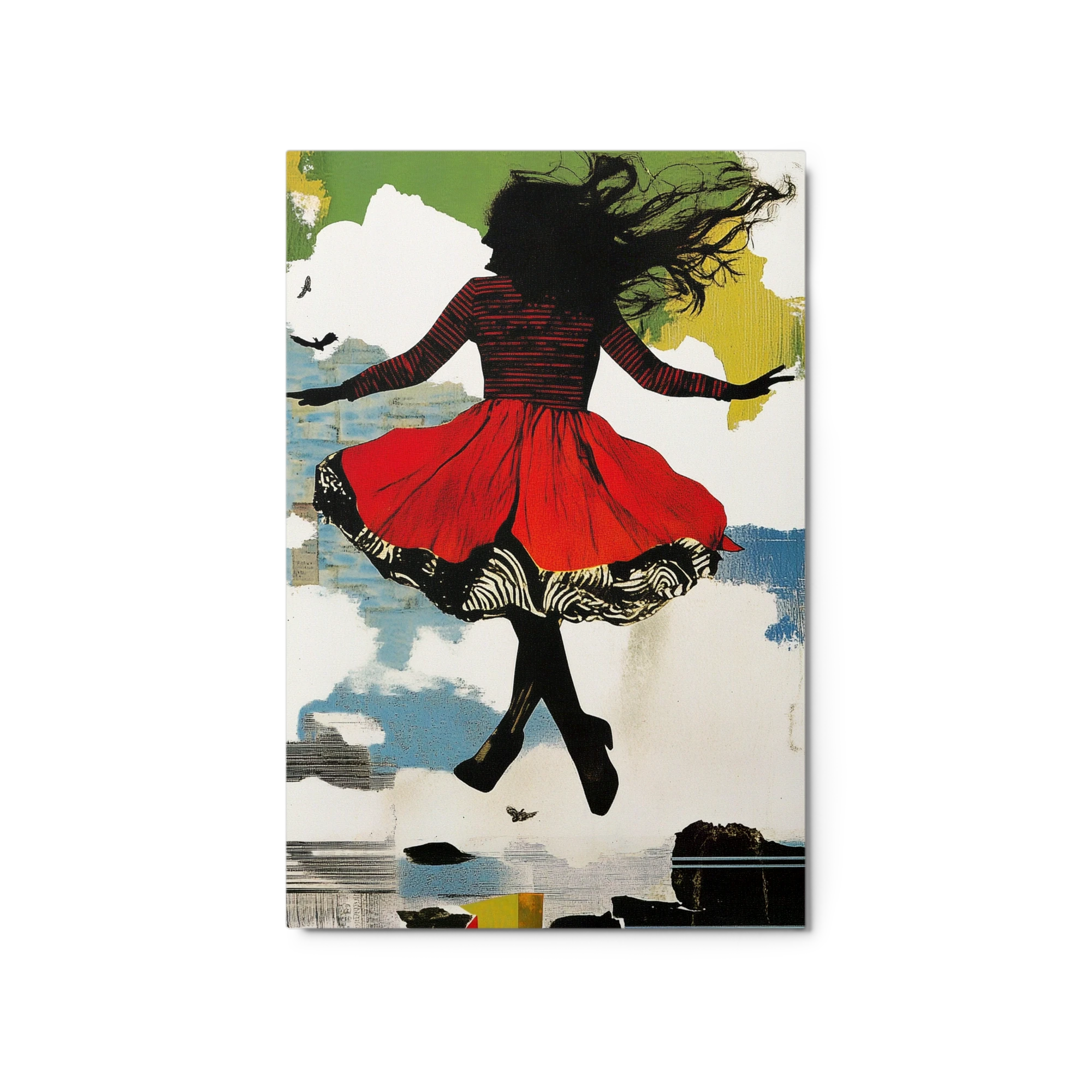 Silhouette of Woman in Red Dress