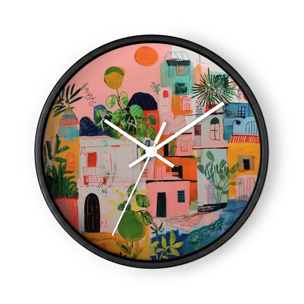 Mediterranean Sunlit Village | Wall Clock