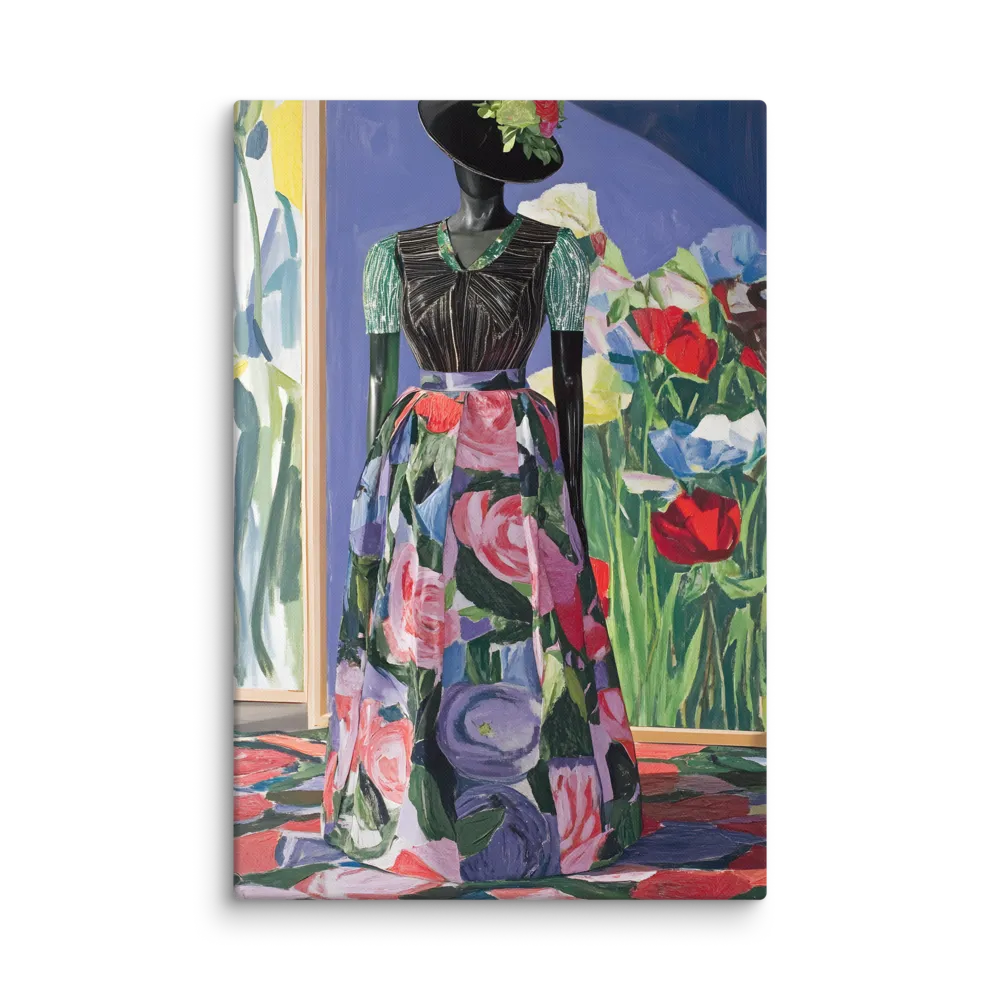 Floral Impression on Mannequin 
 Canvas with White Frame