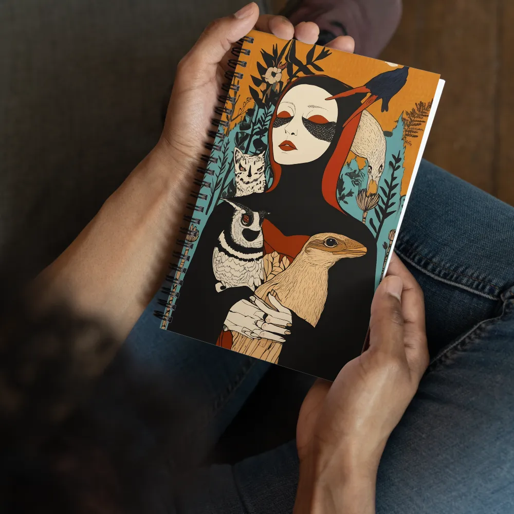 Enigmatic Woman with Wildlife 
 Spiral Notebook | 140 pages