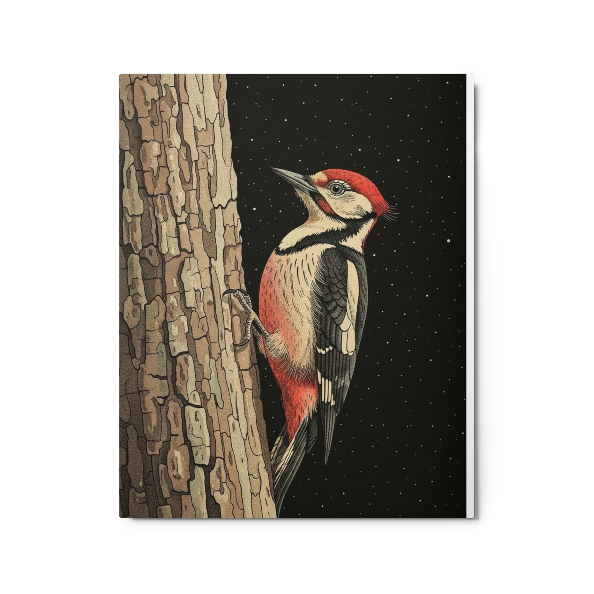 Woodpecker on Bark