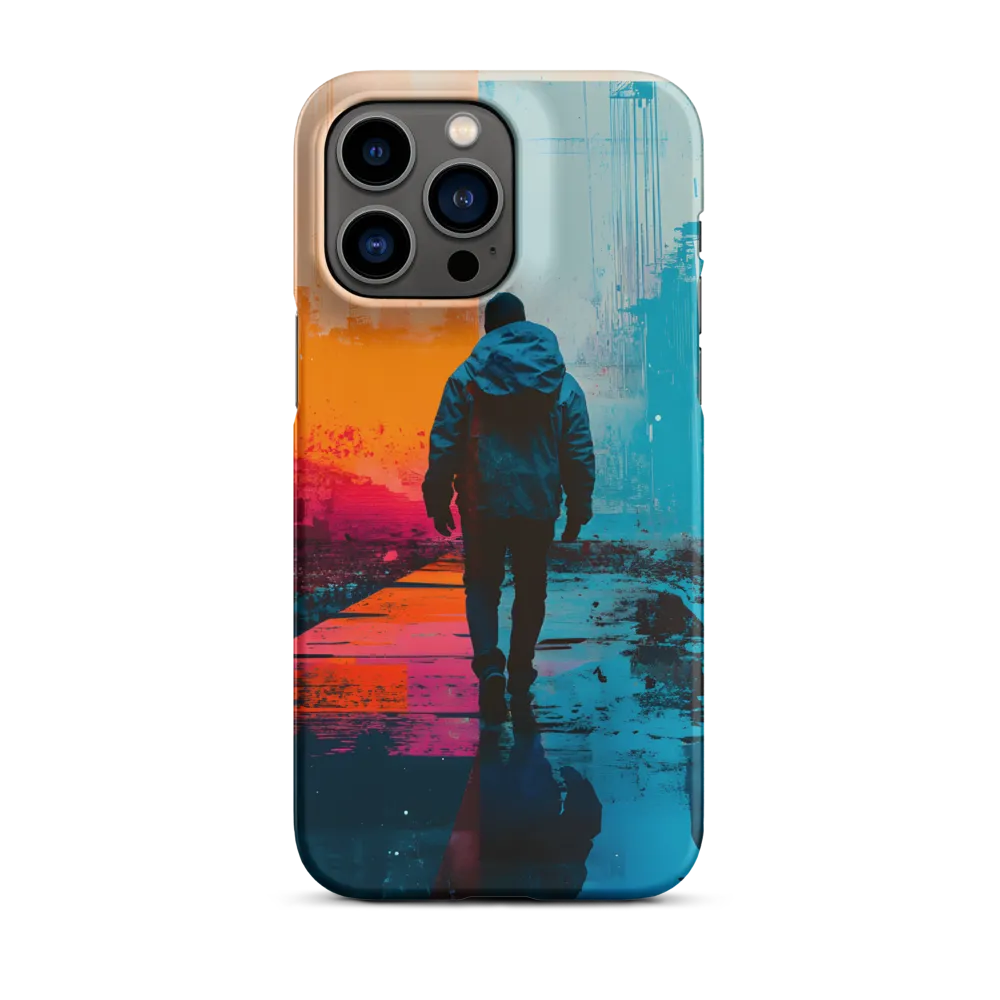 Figure Walking on Colorful Street | Phone Case