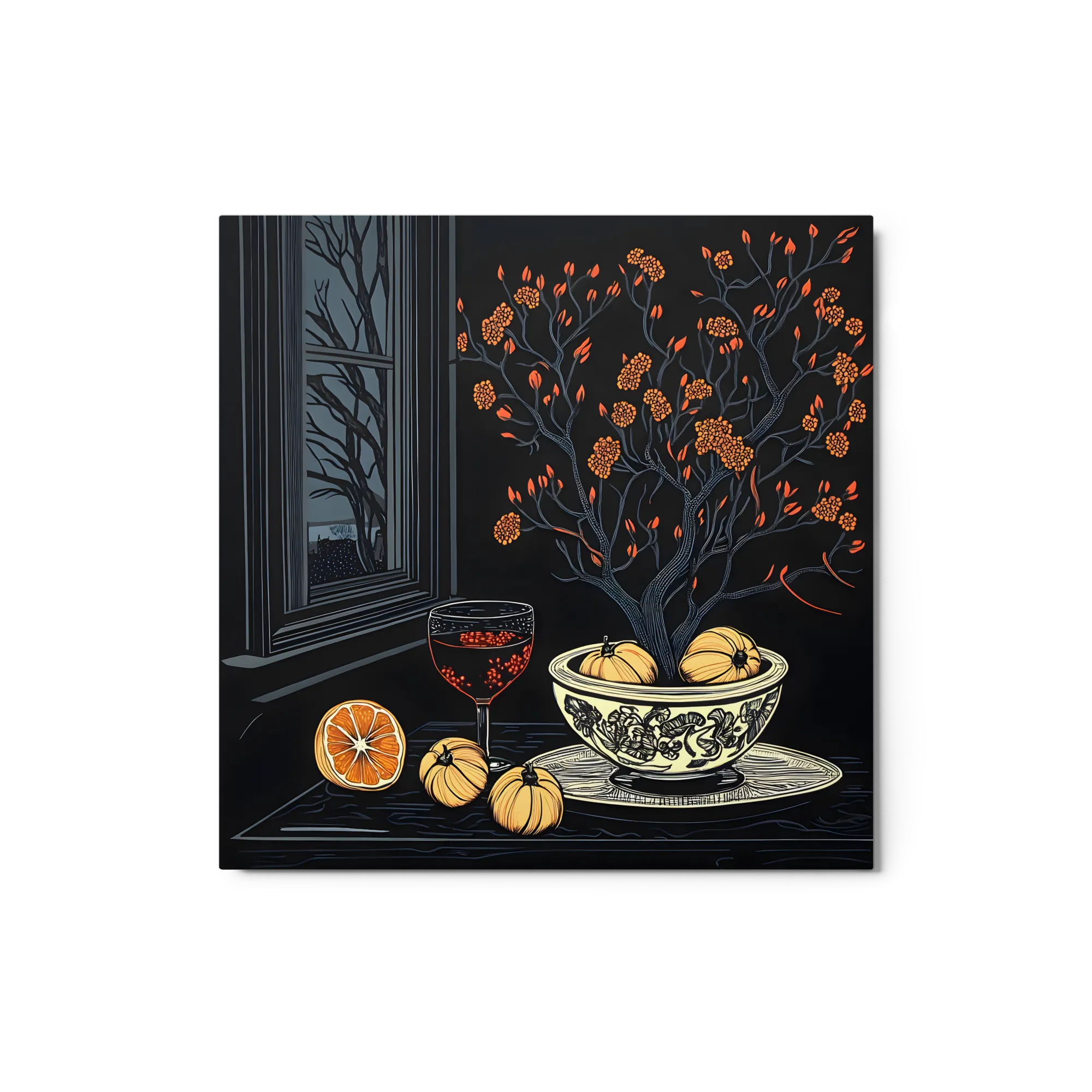 Still Life with Pumpkins and Ornamental Tree