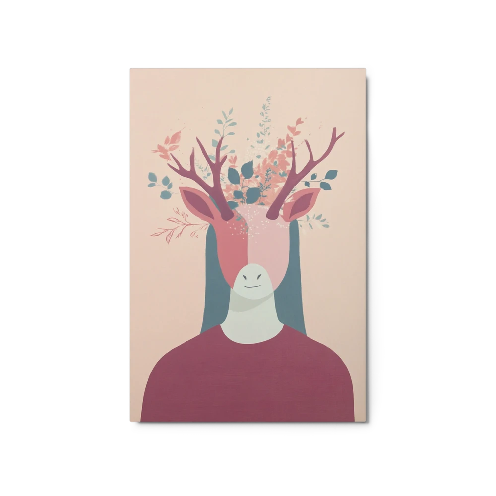 Whimsical Deer with Floral Antlers | Art Print