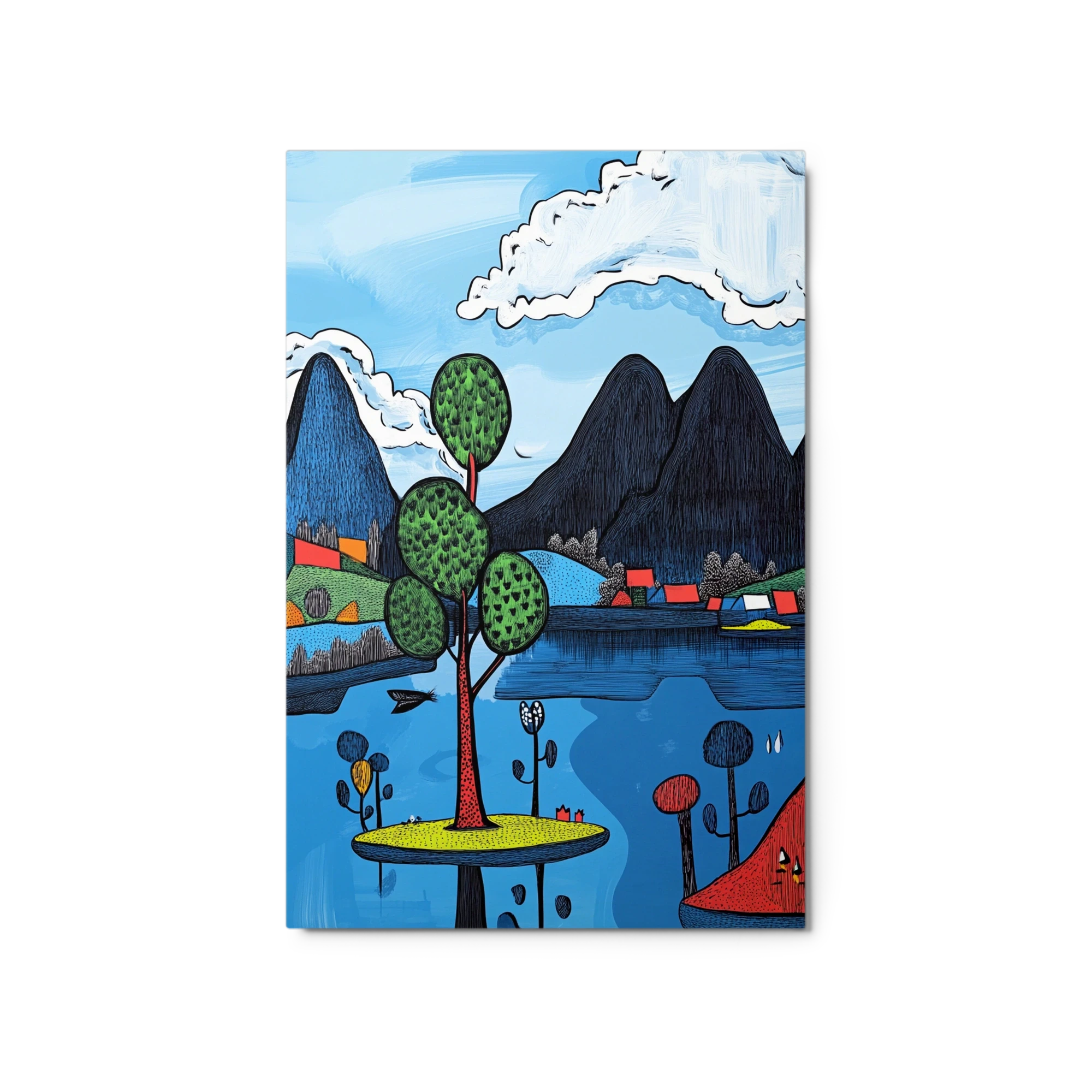 Vibrant Landscape with Tree and Mountains