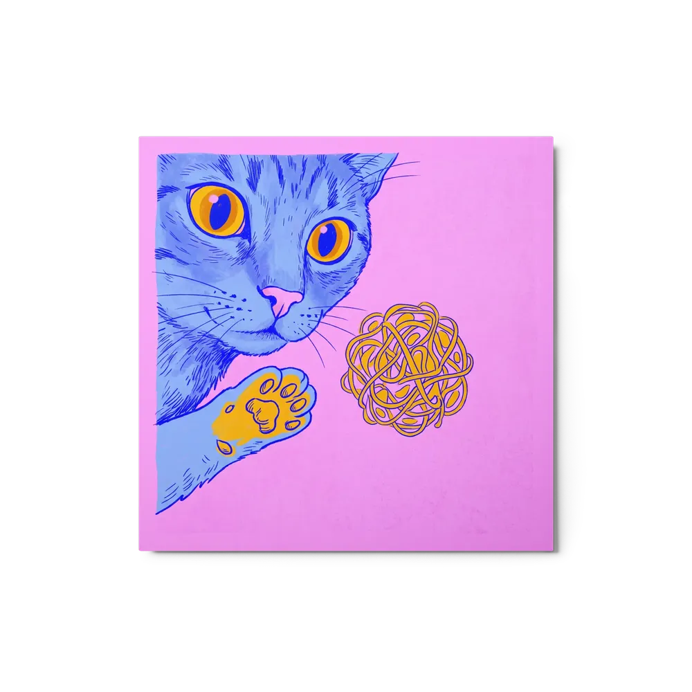 Blue Cat and Yellow Yarn | Art Print