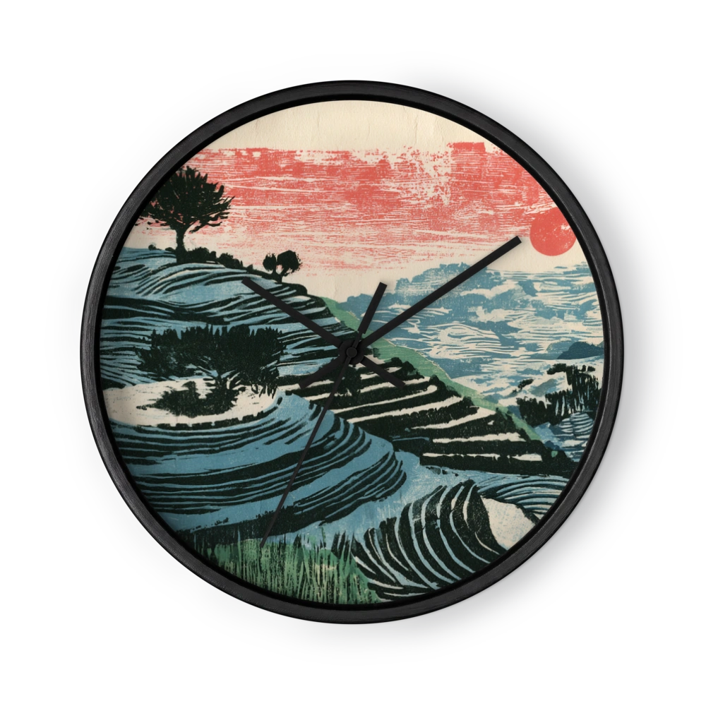 Teal and Coral Relief Print Clocks — Tigers, Trawlers, Terraces