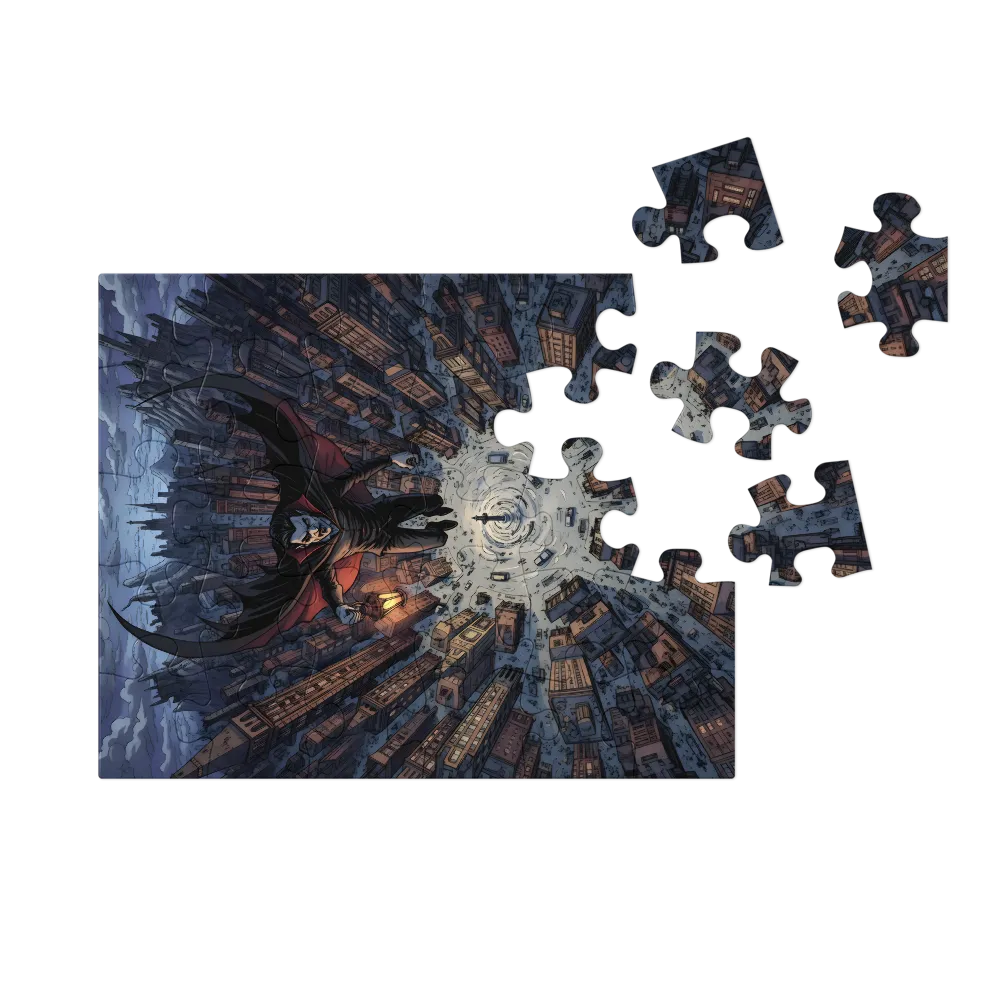 Vampire Over the City 
 Jigsaw Puzzle in Tin Box