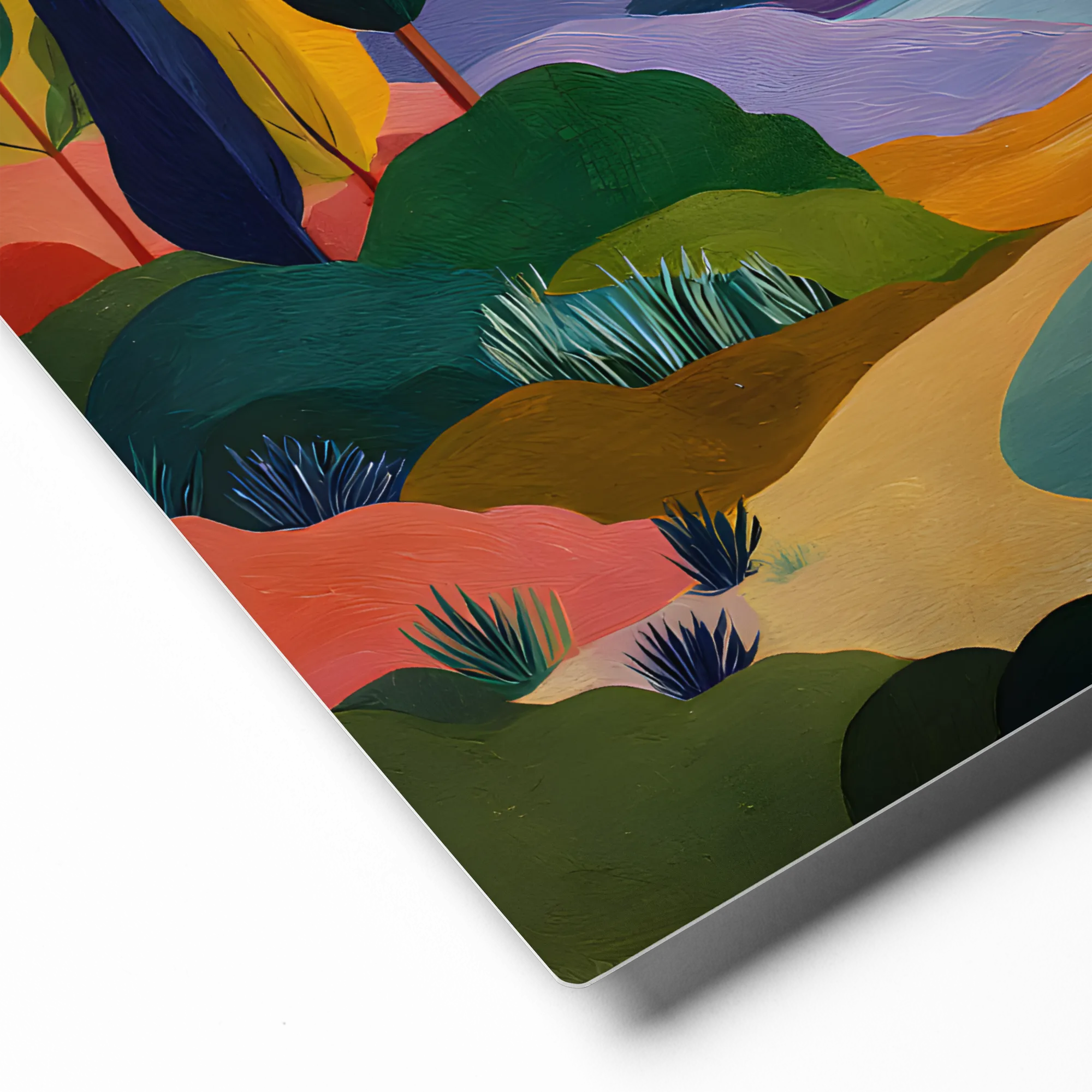 Vibrant River Landscape 
 Canvas with Brown Frame