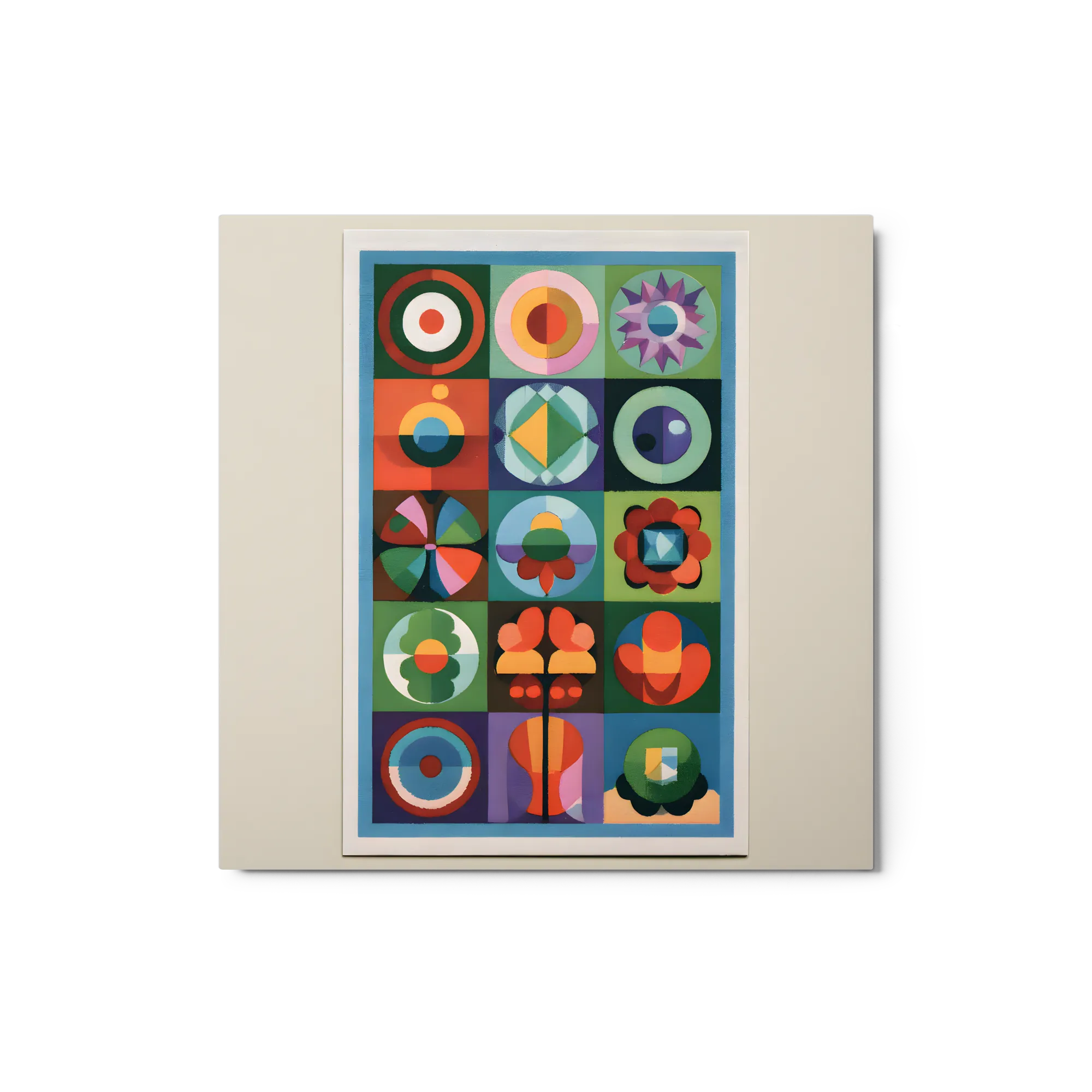 Retro Geometric Grid 
 Canvas | 8″x 8″