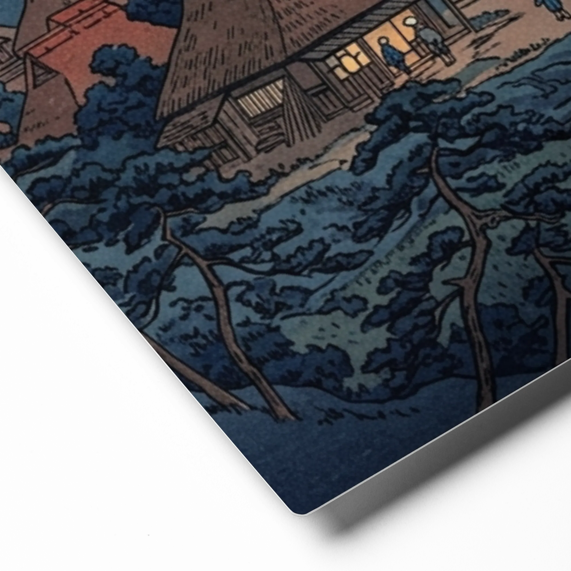 Twilight Mount Fuji Village 
 Paper Print With White Frame & Mat | 18″x 24″