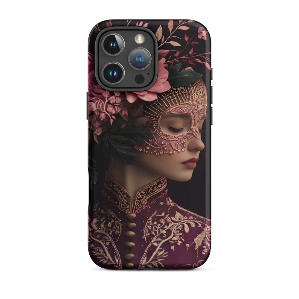 Ornate Floral Masked Portrait | Phone Case