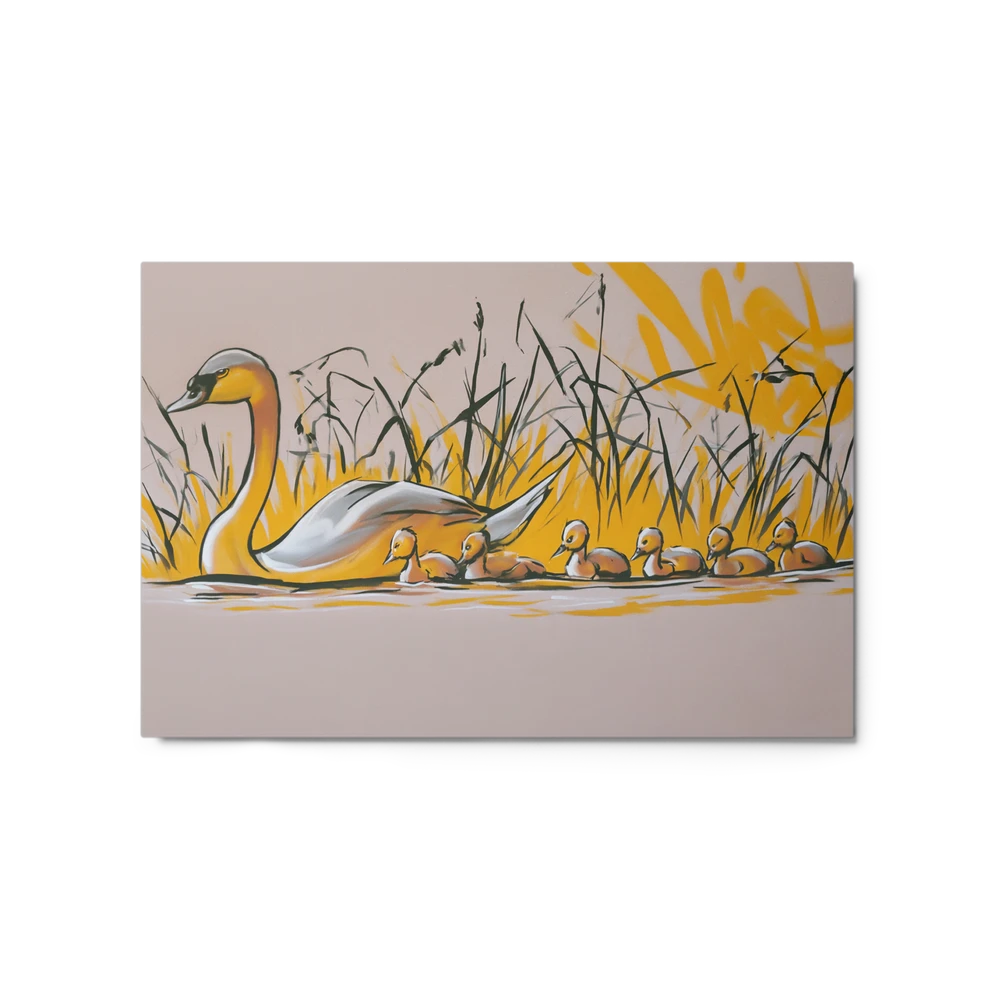 Yellow Swan and Cygnets | Art Print
